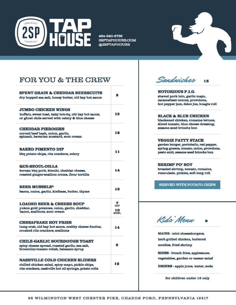 2SP Tap House Updated Menu December 2022 Page 1
